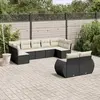 Image de vidaXL Salon de jardin 9 pcs avec coussins noir résine tressée