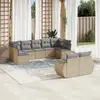 Image de vidaXL Salon de jardin avec coussins 9 pcs beige résine tressée