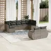 Image de vidaXL Salon de jardin 9 pcs avec coussins gris résine tressée