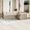 Image de vidaXL Salon de jardin avec coussins 9 pcs beige résine tressée