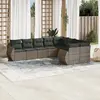 Image de vidaXL Salon de jardin 9 pcs avec coussins gris résine tressée