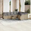 Image de vidaXL Salon de jardin avec coussins 10 pcs beige résine tressée