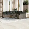 Image de vidaXL Salon de jardin avec coussins 10 pcs gris résine tressée