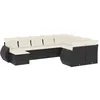 Image de vidaXL Salon de jardin 10 pcs avec coussins noir résine tressée