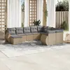 Image de vidaXL Salon de jardin avec coussins 10 pcs beige résine tressée