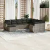 Image de vidaXL Salon de jardin avec coussins 10 pcs gris résine tressée