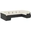 Image de vidaXL Salon de jardin 10 pcs avec coussins noir résine tressée
