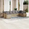 Image de vidaXL Salon de jardin avec coussins 10 pcs beige résine tressée