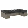 Image de vidaXL Salon de jardin avec coussins 10 pcs gris résine tressée