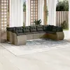 Image de vidaXL Salon de jardin avec coussins 10 pcs gris résine tressée