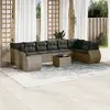 Image de vidaXL Salon de jardin 11 pcs avec coussins gris résine tressée