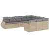 Image de vidaXL Salon de jardin avec coussins 10 pcs beige résine tressée