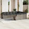 Image de vidaXL Salon de jardin avec coussins 10 pcs gris résine tressée