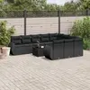 Image de vidaXL Salon de jardin 11 pcs avec coussins noir résine tressée