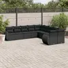 Image de vidaXL Salon de jardin 10 pcs avec coussins noir résine tressée