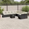 Image de vidaXL Salon de jardin 11 pcs avec coussins noir résine tressée