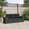 Image de vidaXL Salon de jardin 3 pcs avec coussins noir résine tressée