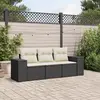 Image de vidaXL Salon de jardin 3 pcs avec coussins noir résine tressée