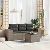 Image de vidaXL Salon de jardin 4 pcs avec coussins gris résine tressée