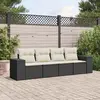 Image de vidaXL Salon de jardin 4 pcs avec coussins noir résine tressée