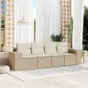 Image de vidaXL Salon de jardin avec coussins 4 pcs beige résine tressée
