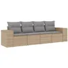 Image de vidaXL Salon de jardin avec coussins 4 pcs beige résine tressée