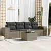 Image de vidaXL Salon de jardin 5 pcs avec coussins gris résine tressée