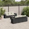 Image de vidaXL Salon de jardin 7 pcs avec coussins noir résine tressée