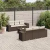 Image de vidaXL Salon de jardin avec coussins 7 pcs marron résine tressée