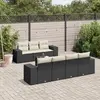 Image de vidaXL Salon de jardin 8 pcs avec coussins noir résine tressée