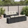 Image de vidaXL Salon de jardin 9 pcs avec coussins noir résine tressée