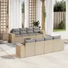 Image de vidaXL Salon de jardin avec coussins 9 pcs beige résine tressée