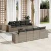 Image de vidaXL Salon de jardin 9 pcs avec coussins gris résine tressée