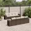 Image de vidaXL Salon de jardin avec coussins 9 pcs marron résine tressée