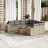 Image de vidaXL Salon de jardin avec coussins 9 pcs beige résine tressée