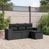 Image de vidaXL Salon de jardin 4 pcs avec coussins noir résine tressée