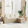 Image de vidaXL Salon de jardin avec coussins 4 pcs beige résine tressée