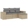 Image de vidaXL Salon de jardin avec coussins 4 pcs beige résine tressée