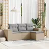 Image de vidaXL Salon de jardin avec coussins 4 pcs beige résine tressée