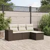 Image de vidaXL Salon de jardin 4 pcs avec coussins marron résine tressée