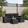 Image de vidaXL Salon de jardin 5 pcs avec coussins noir résine tressée
