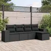 Image de vidaXL Salon de jardin 5 pcs avec coussins noir résine tressée