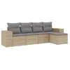 Image de vidaXL Salon de jardin avec coussins 5 pcs beige résine tressée