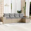 Image de vidaXL Salon de jardin avec coussins 5 pcs beige résine tressée