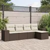 Image de vidaXL Salon de jardin avec coussins 5 pcs marron résine tressée