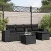 Image de vidaXL Salon de jardin 6 pcs avec coussins noir résine tressée