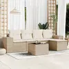 Image de vidaXL Salon de jardin avec coussins 6 pcs beige résine tressée