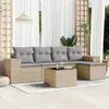 Image de vidaXL Salon de jardin avec coussins 6 pcs beige résine tressée