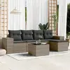 Image de vidaXL Salon de jardin 6 pcs avec coussins gris résine tressée