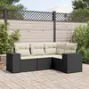 Image de vidaXL Salon de jardin 4 pcs avec coussins noir résine tressée
